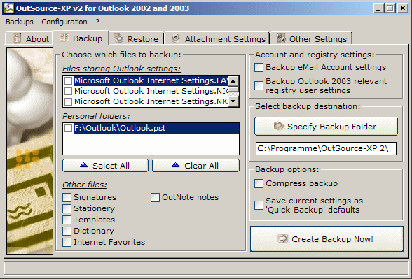 OutSource-XP Screenshot